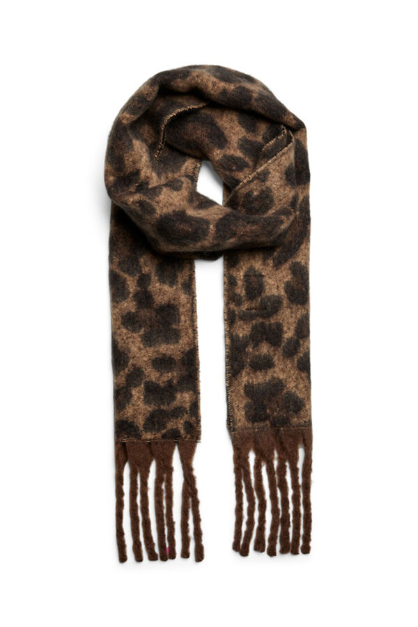 Pieces Bufanda animal print flecos marr&oacute;n