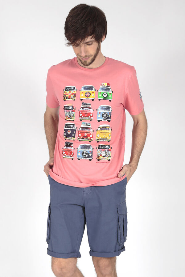 Springfield T-shirt de manga curta com carrinhas terracotta