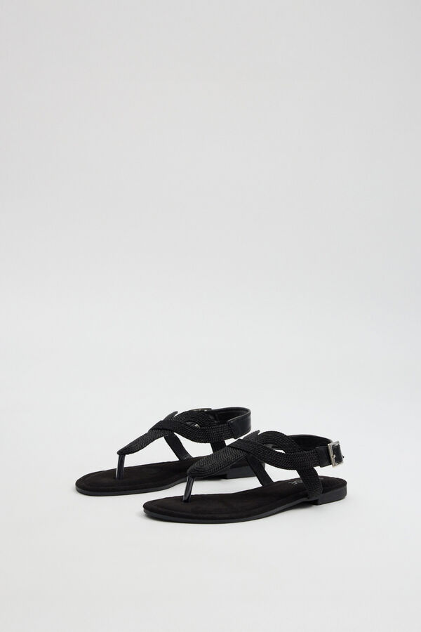 Inside Glitter braid sandal black