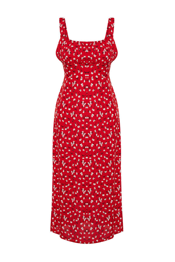 Trendyol Vestido midi tirantes rojo