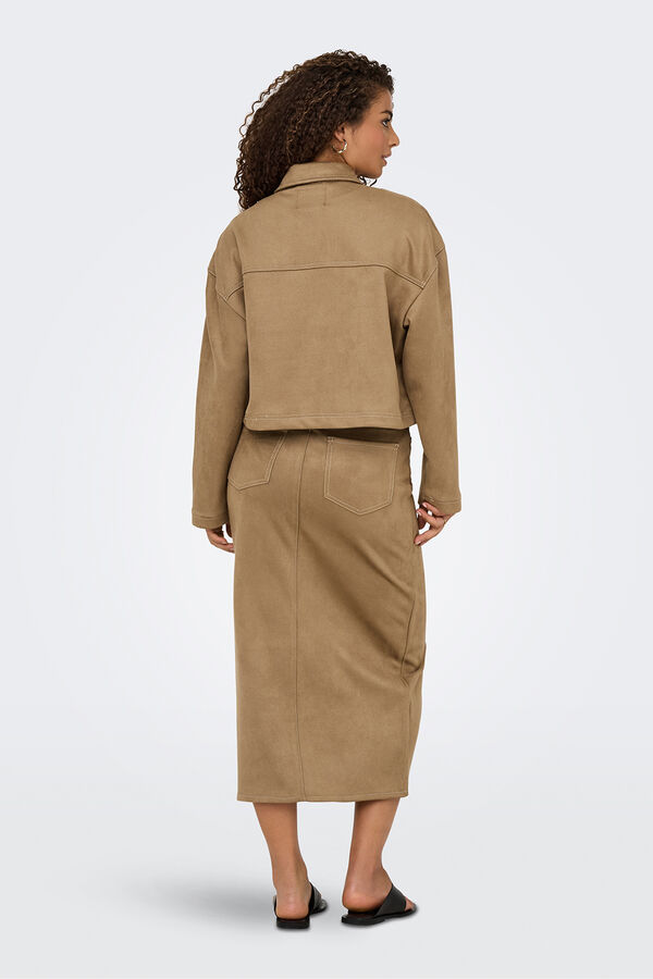 Only Vegan suede midi skirt Braon
