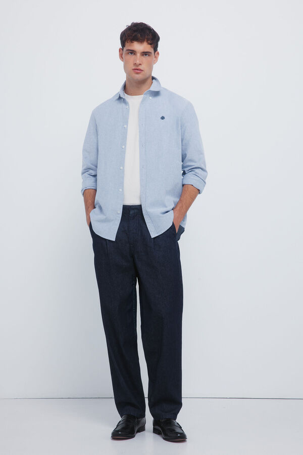 Springfield Brushed Oxford shirt blue