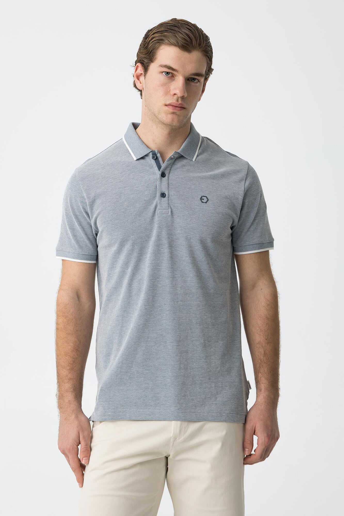 Tiffosi Polo Piqu&eacute; Estampado Detalhe com Relevo