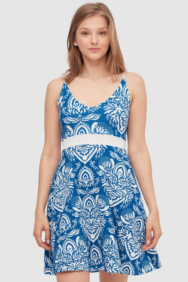 Springfield Short printed dress blue