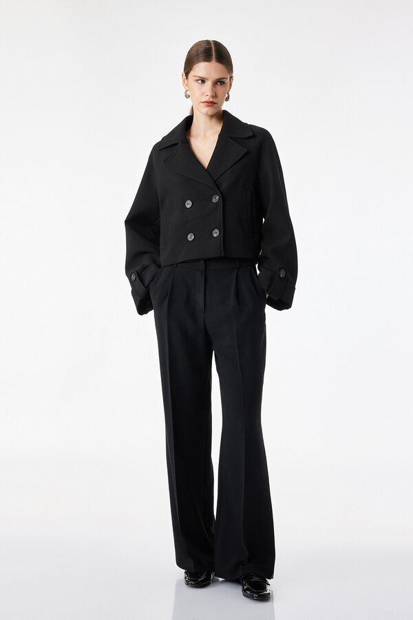 Koton Blus&atilde;o de gabardina cruzado preto