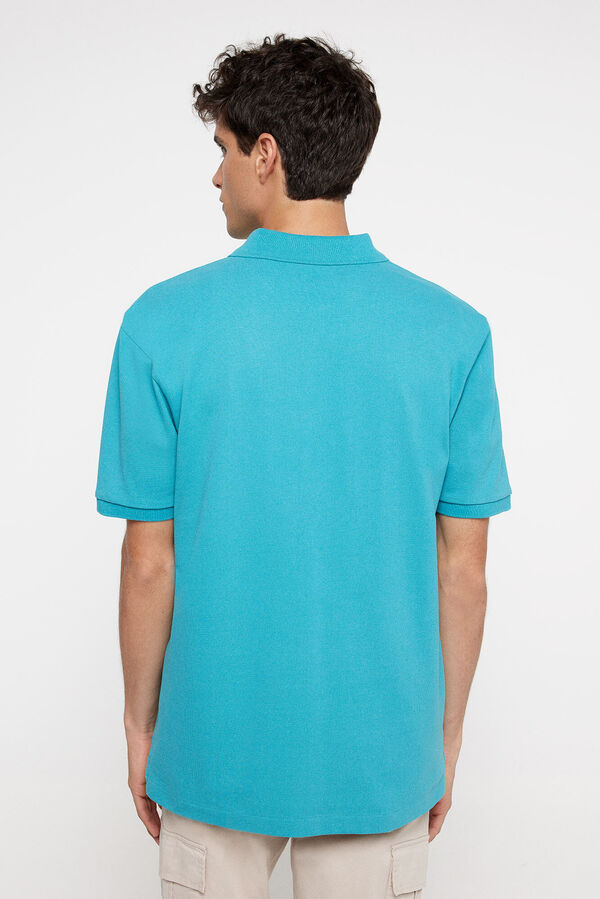 Springfield Essential regular fit piqué polo shirt blue