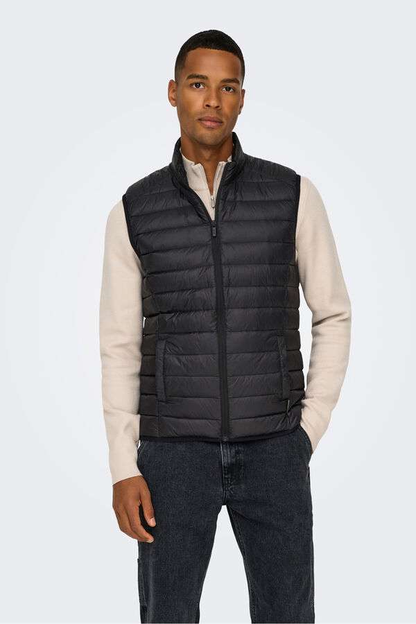 Only & Sons Lightweight puffer gilet black