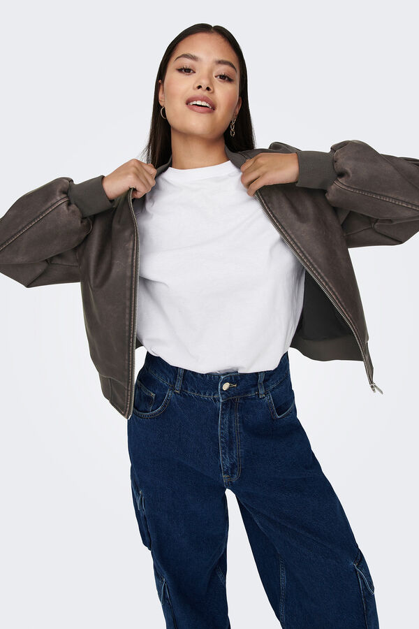 Only Chaqueta estilo aviador marr&oacute;n