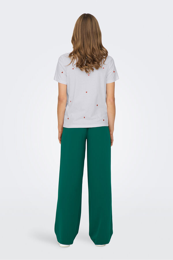 Only Short sleeve embroidered T-shirt brown