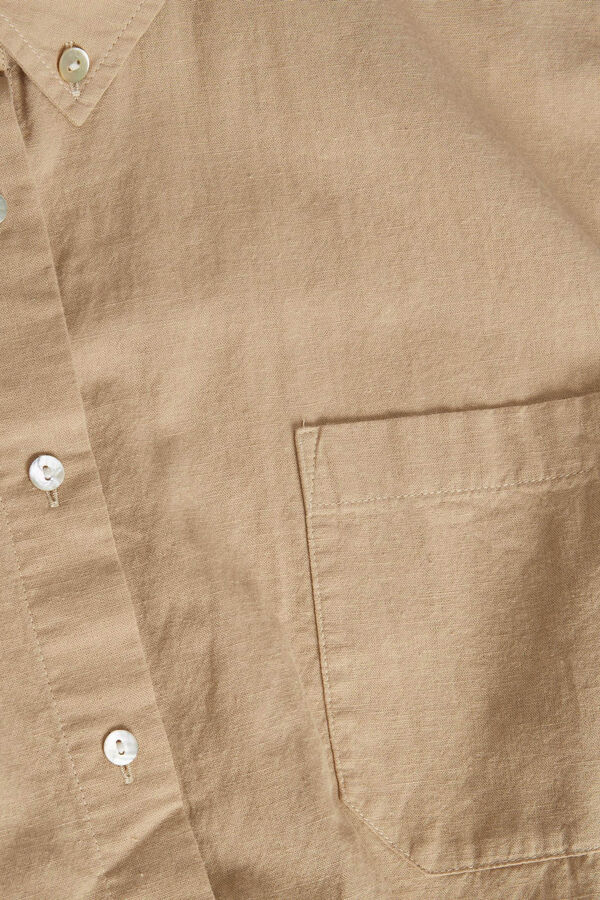 Springfield Camisa crop de lino de manga corta brown