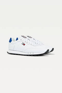 Springfield Leather retro running trainer with Tommy Jeans flag white