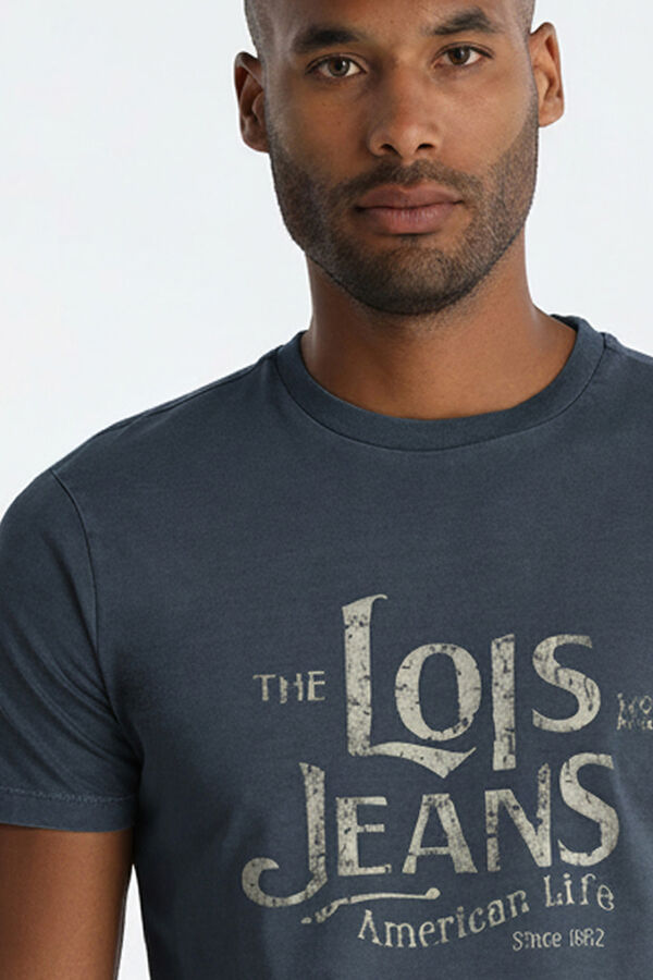 Lois Graphic short-sleeved T-shirt blue