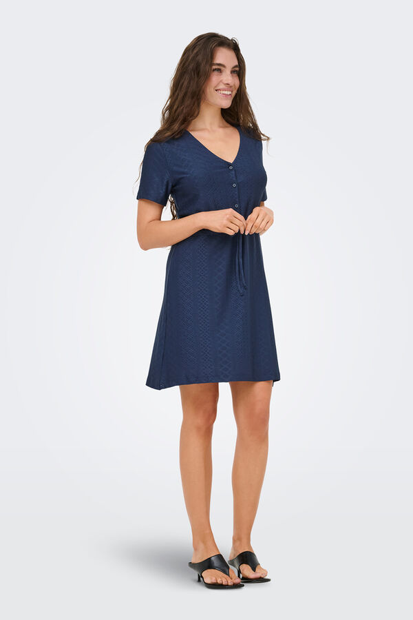 JDY Embroidered short dress blue