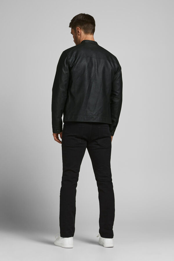 Springfield Faux leather biker jacket fekete