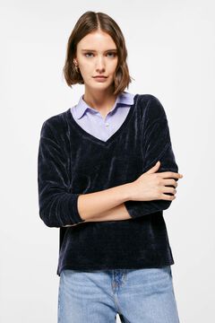 Springfield Chenille T-shirt with Shirt Collar navy