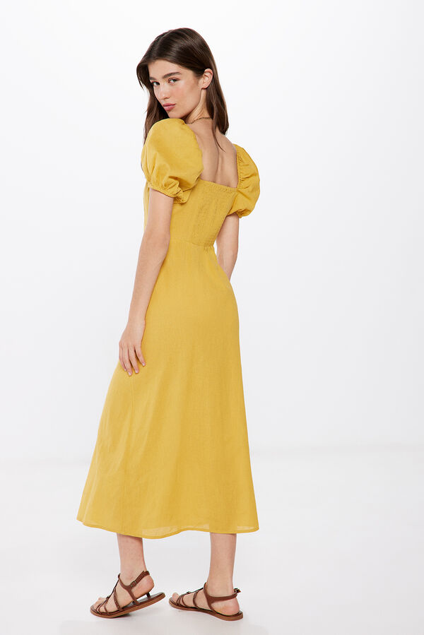Springfield Linen/cotton midi dress golden