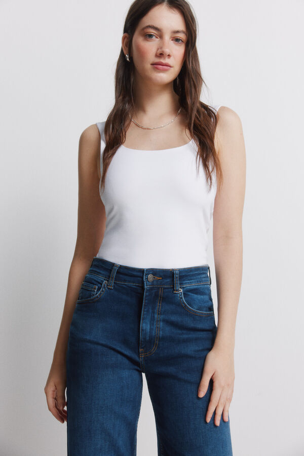 Springfield Wide high-rise jeans blue