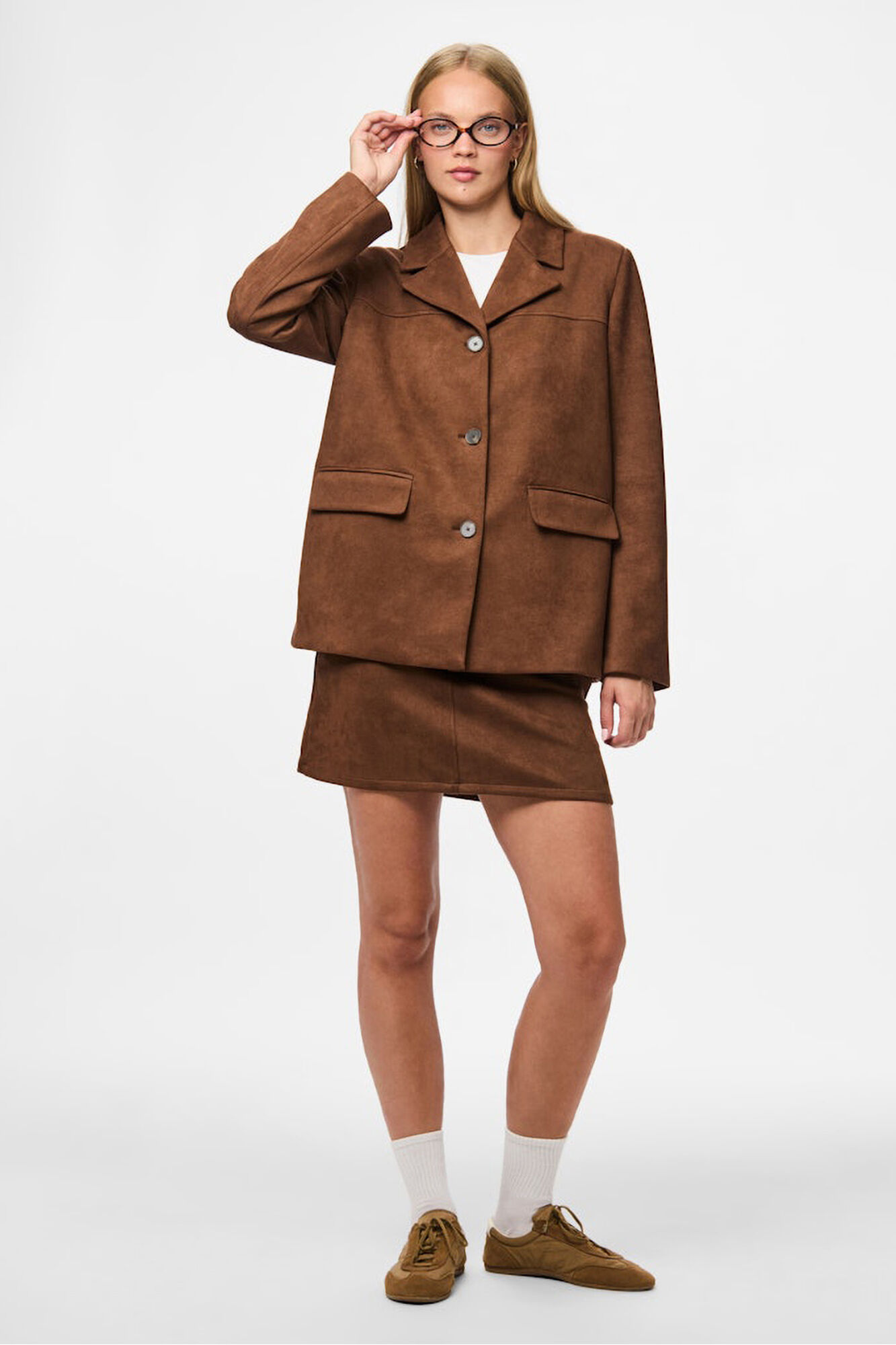 Pieces Chaqueta blazer antelina