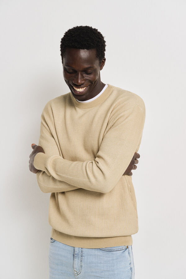 Springfield Two-tone textured jumper medium beige