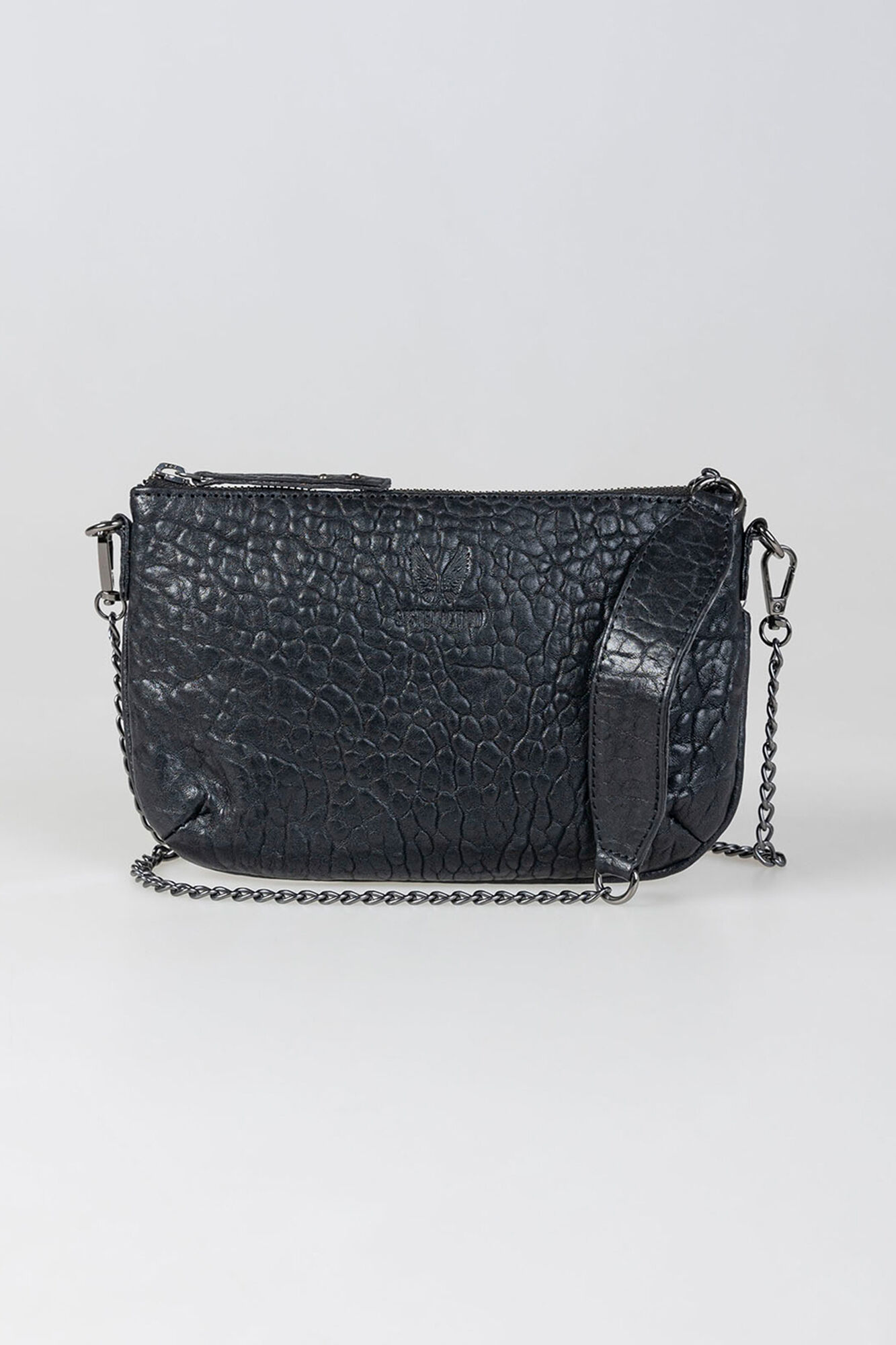 System Action Bolso peque&ntilde;o piel con cadena de metal