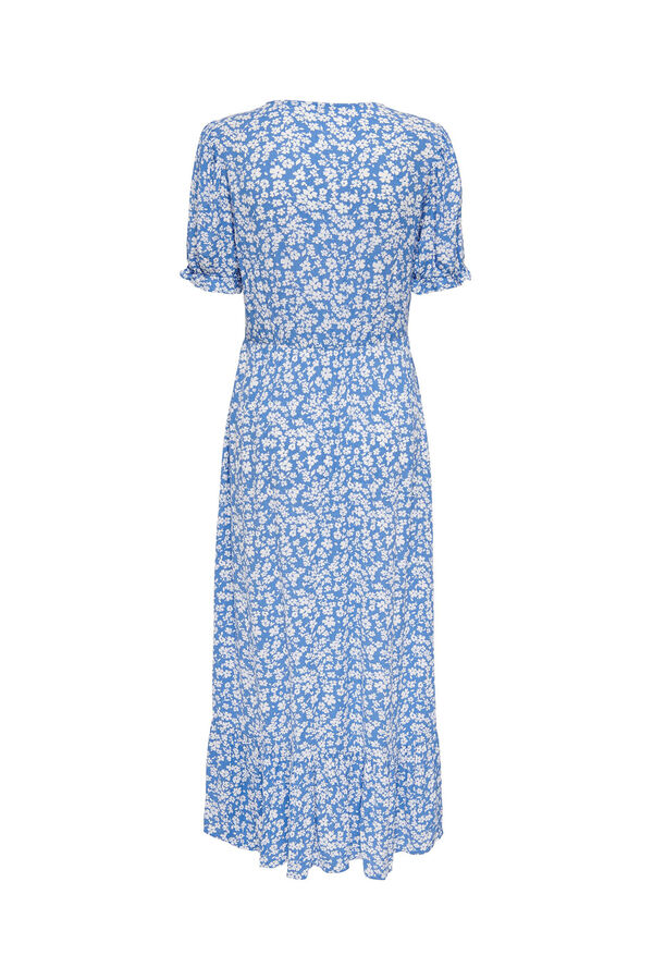 Springfield Long dress with short sleeves bluish