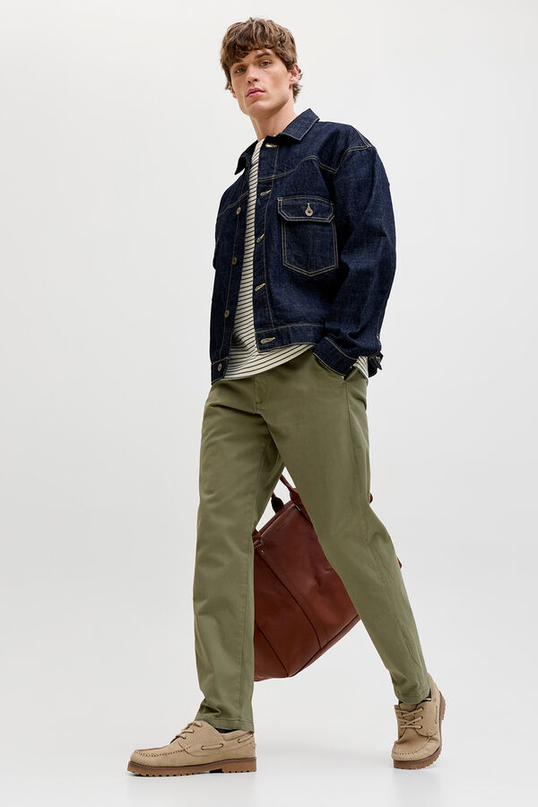 Jack & Jones Pantal&oacute;n chino relaxed tiro medio verde