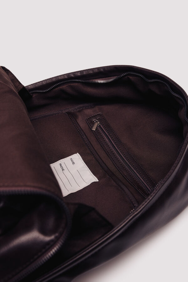 Springfield Brown leather effect casual backpack nude