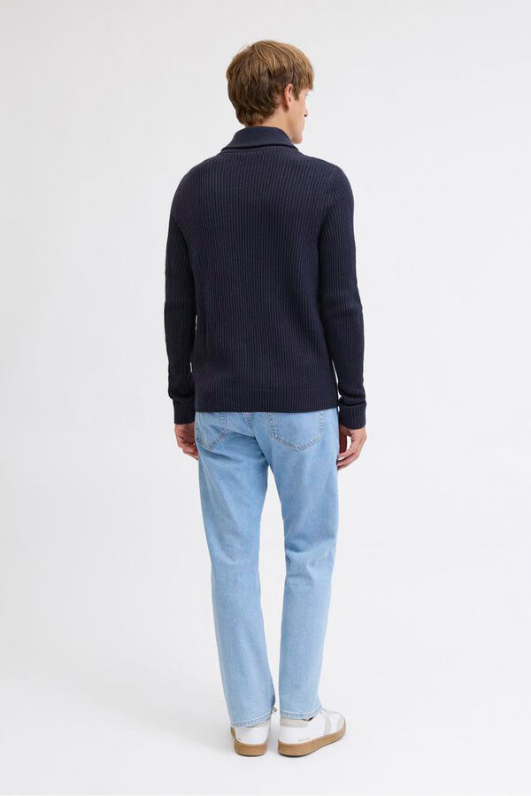 JJ REBEL Cross- neck jersey-knit jumper blue