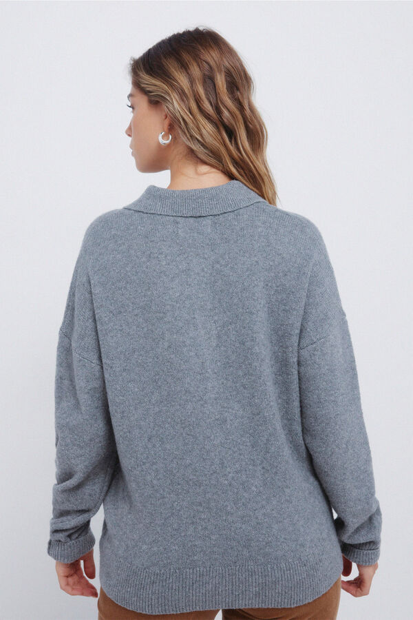 Springfield Embroidered polo shirt jumper grey