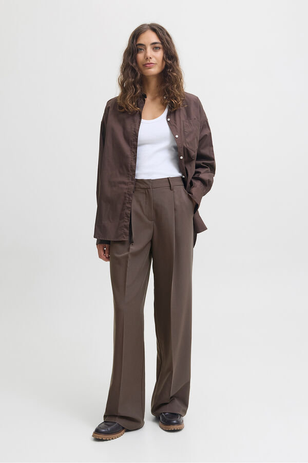 Jack & Jones Cal&ccedil;as largas com pregas castanho