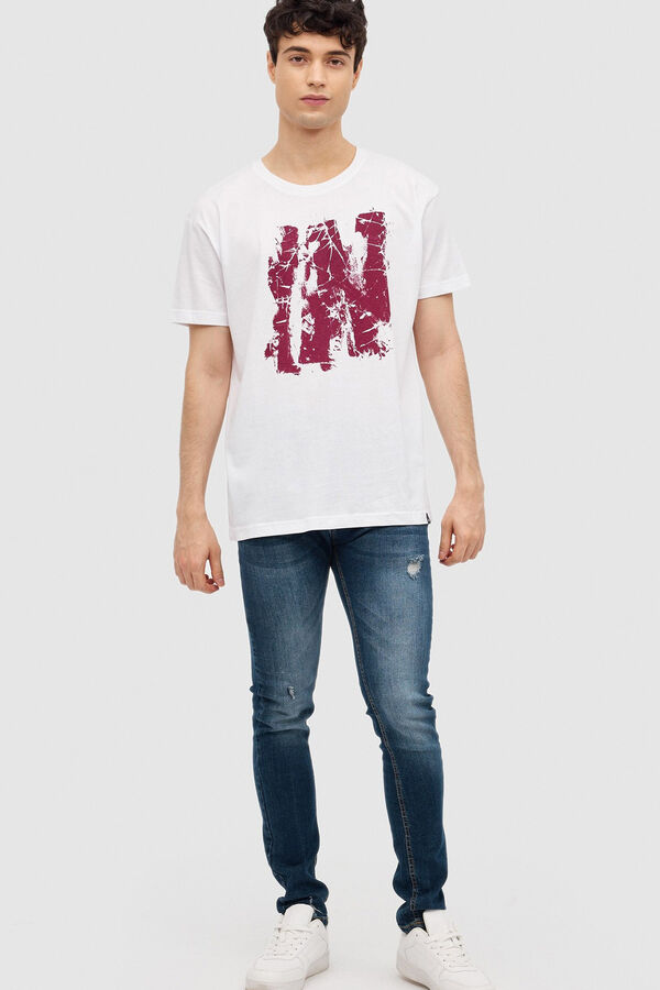 Springfield T-Shirt mit Print Inside blanco