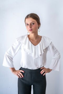Cul Sac V-neck ruffle shirt