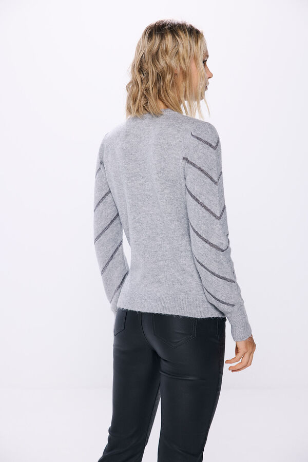 Springfield Lurex chevron sweater grey mix