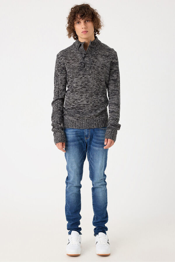 Inside Turtleneck sweater with high neck grey