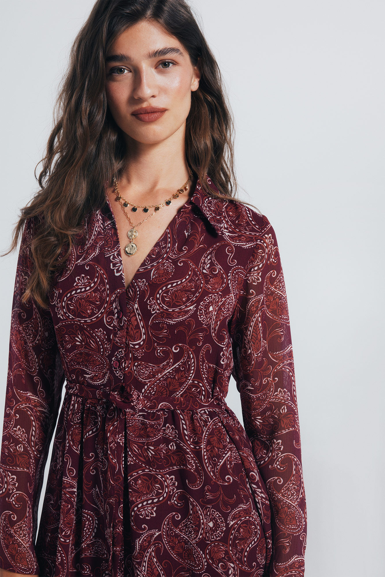 Springfield Printed midi shirt dress.