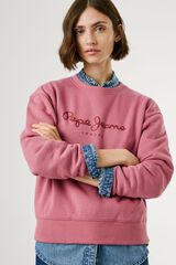 Pepe Jeans Sweatshirt Gola Redonda Com Logo rosa