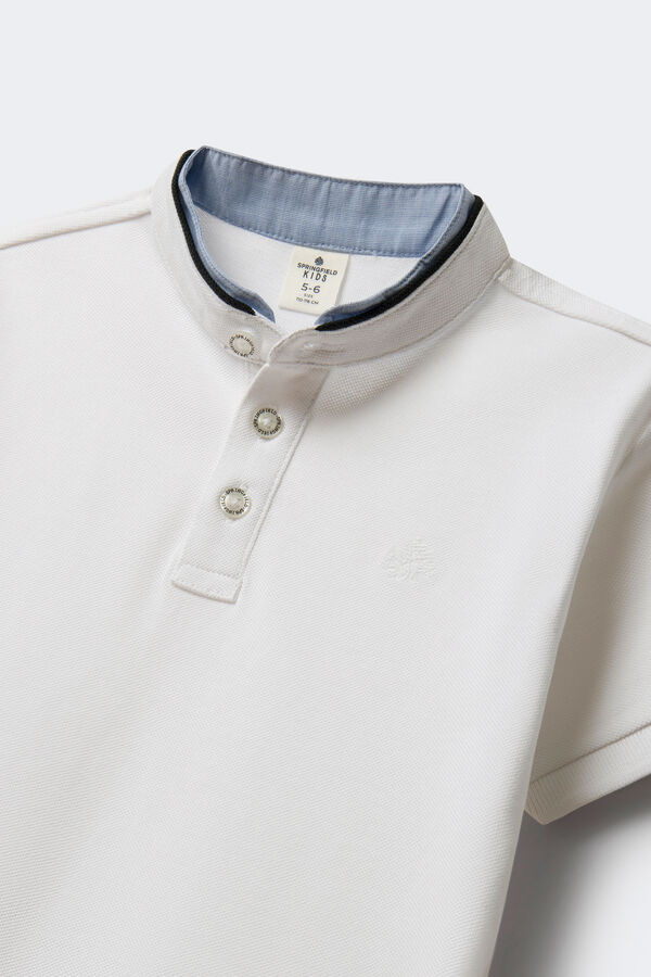 Springfield Polo majica sa kineskom kragnom za dečake Bela