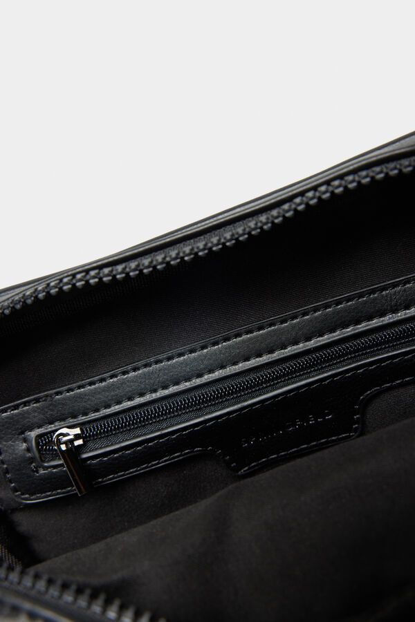 Springfield Mittelgroße Tasche überkreuzt in Lederoptik schwarz