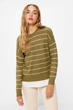 Springfield Two-material striped lurex jumper green