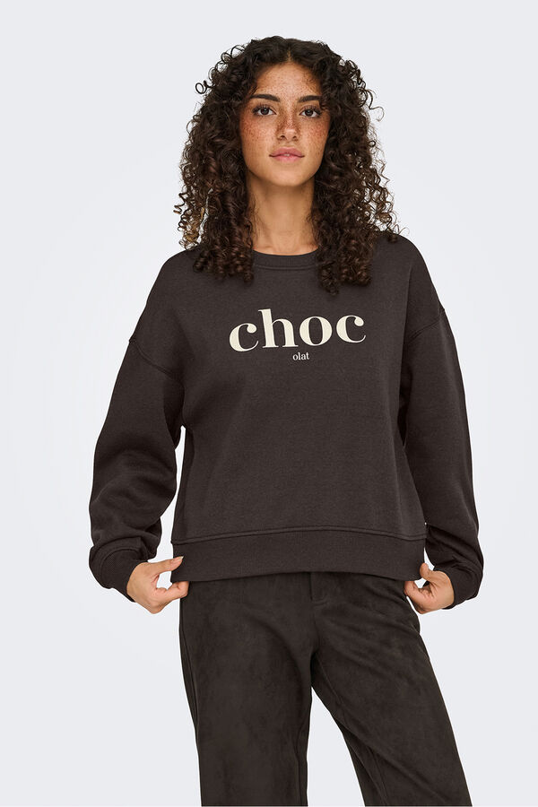 Only Sudadera detalle texto marrón