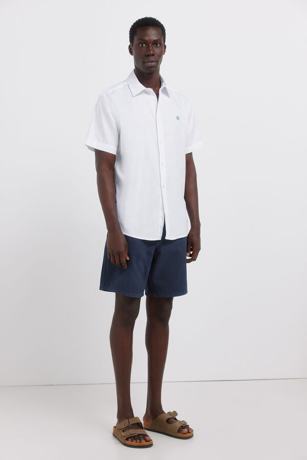 Springfield Two-tone structured short sleeve shirt white