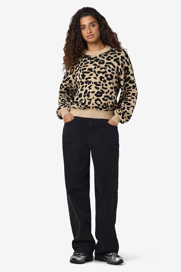 Noisy May Camisola de malha gola redonda cru
