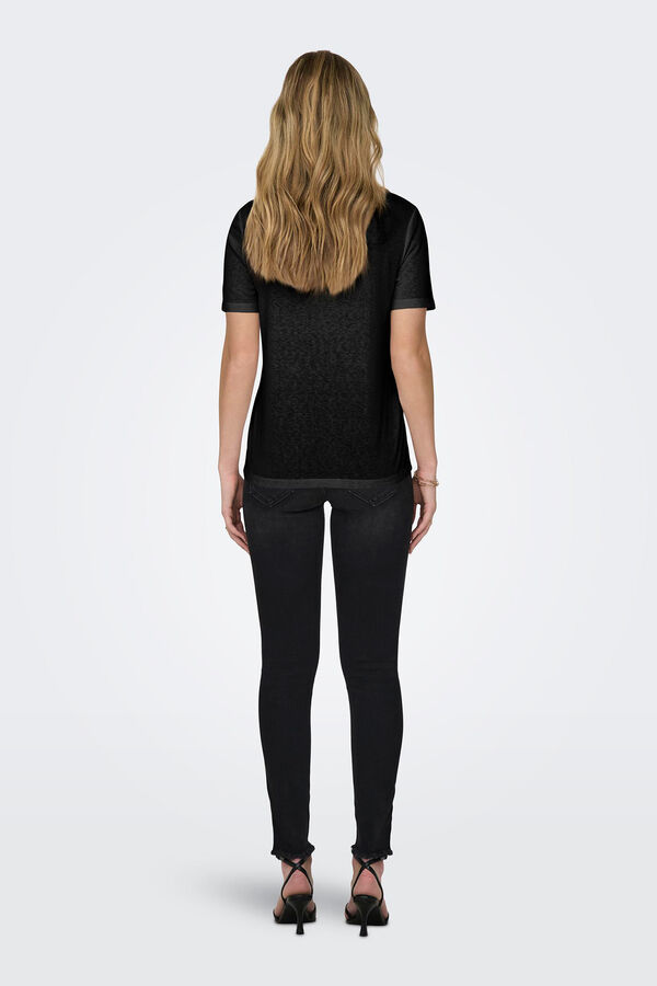 Springfield Short-sleeved top with lace black