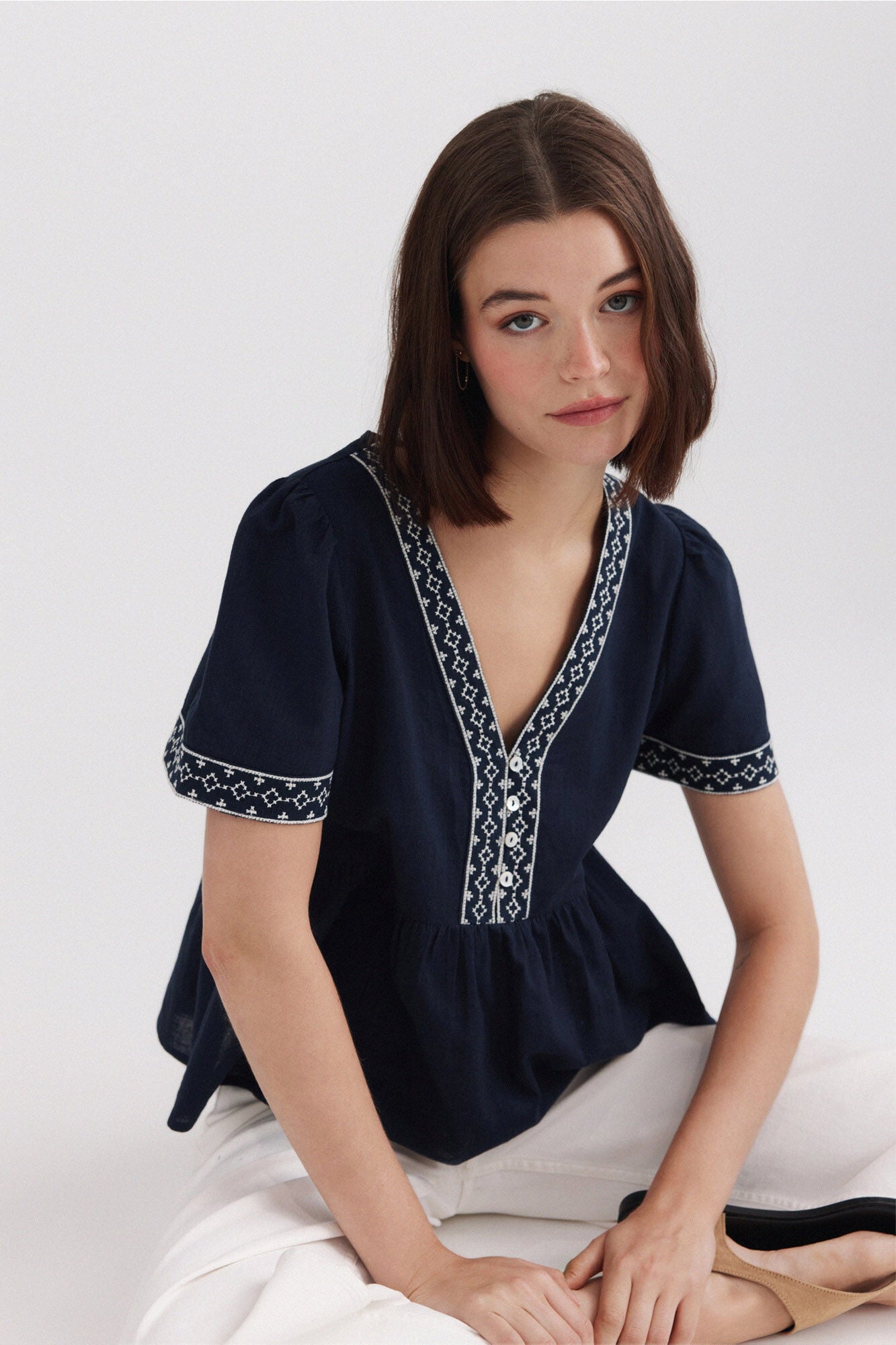 Springfield Peplum shirt with neckline details