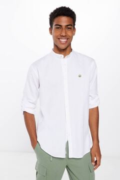 Springfield Textured shirt with Mandarin collar white
