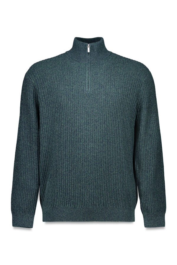 Springfield Ribbed zip fastening jumper green