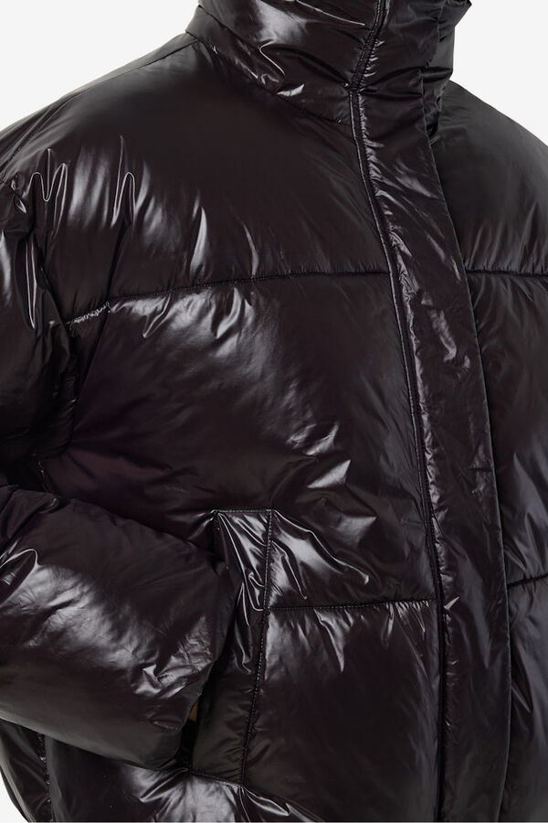 Noisy May metallic quilted coat black