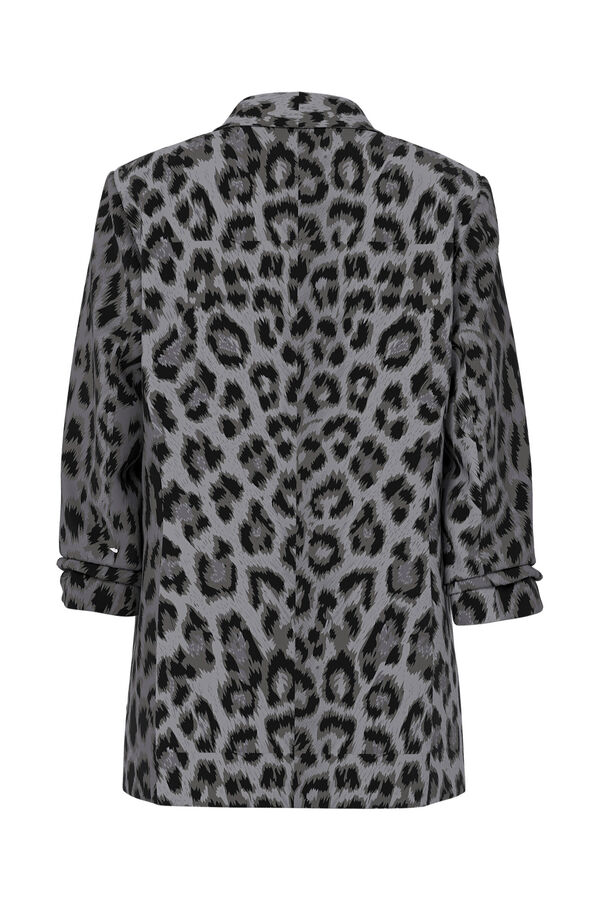 Pieces Printed three-quarter sleeve blazer grey