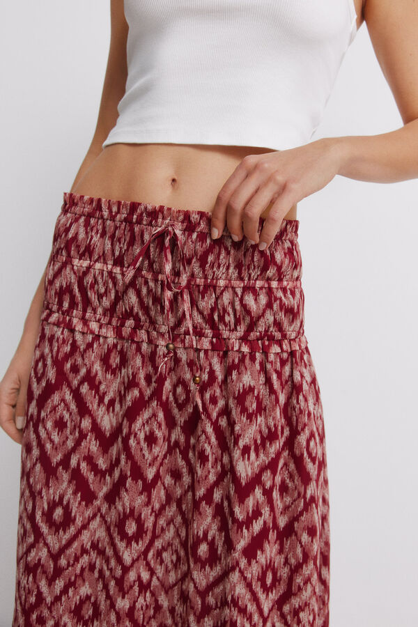 Springfield Smocked waist long skirt printed