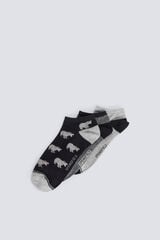 Springfield 3-pack hippo print ankle socks black